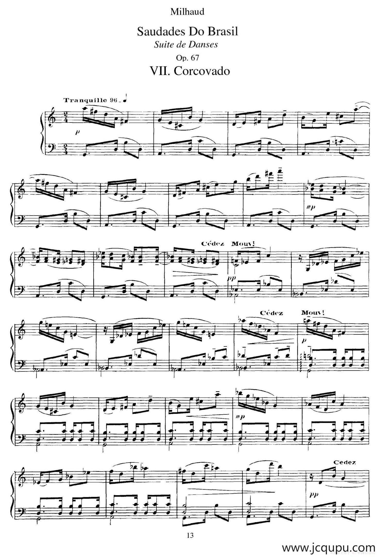 Saudados do Brasil Op.67（巴西回忆·Ⅶ）简谱