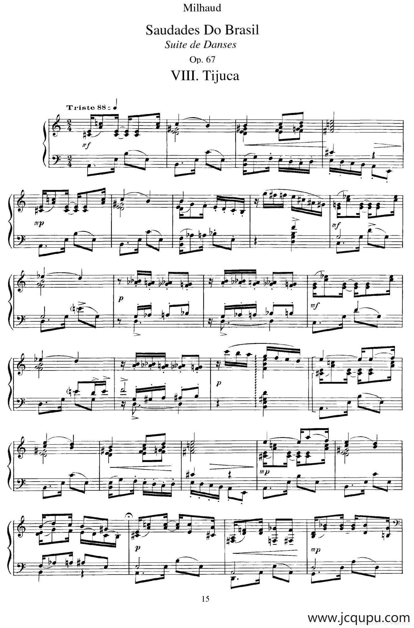 Saudados do Brasil Op.67（巴西回忆·Ⅷ）简谱