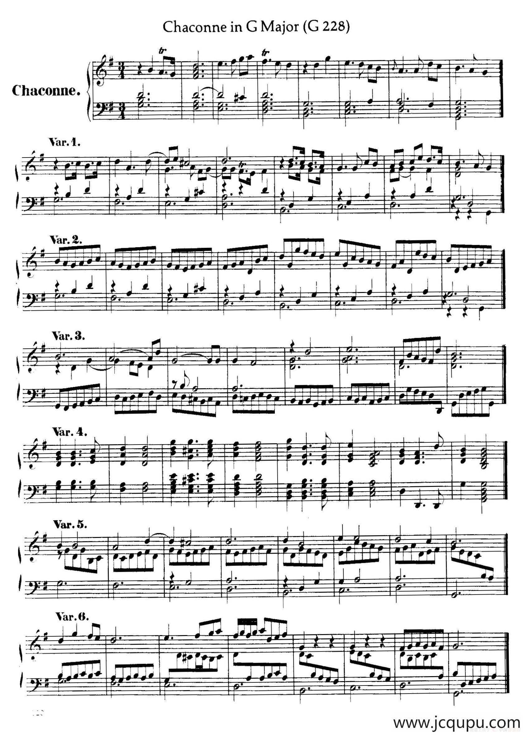 Chaconne in G major G.228（G大调恰空）简谱
