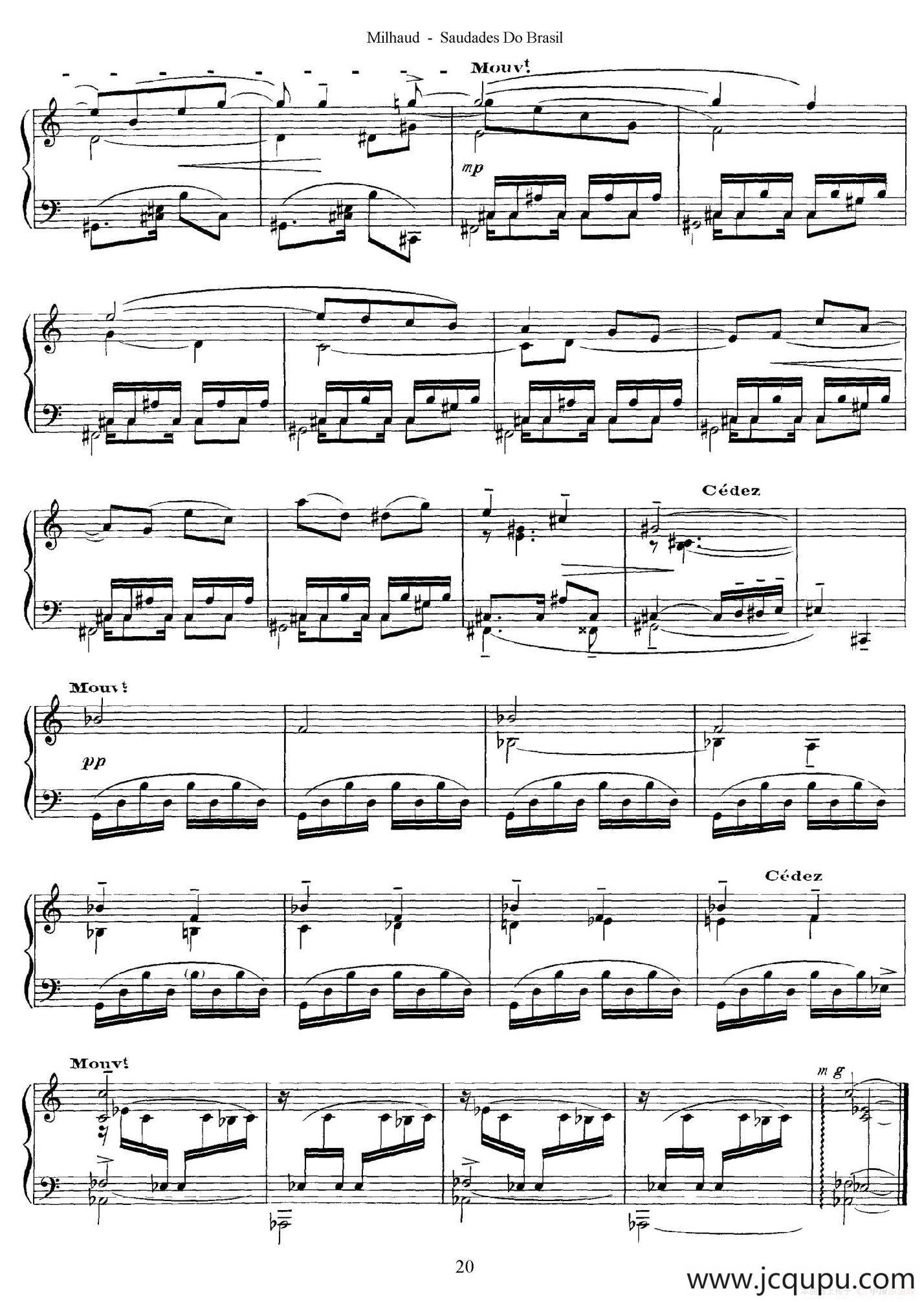 Saudados do Brasil Op.67（巴西回忆·Ⅹ）简谱