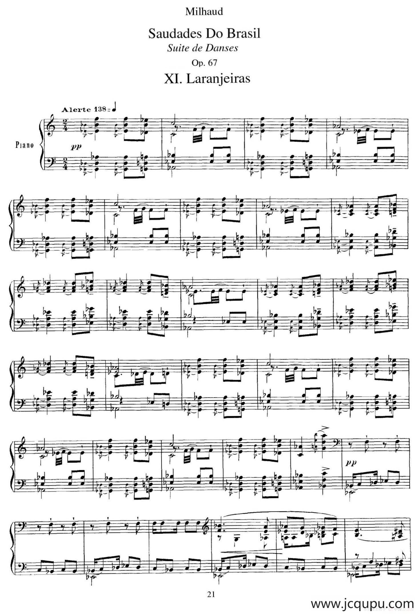 Saudados do Brasil Op.67（巴西回忆·XI）简谱