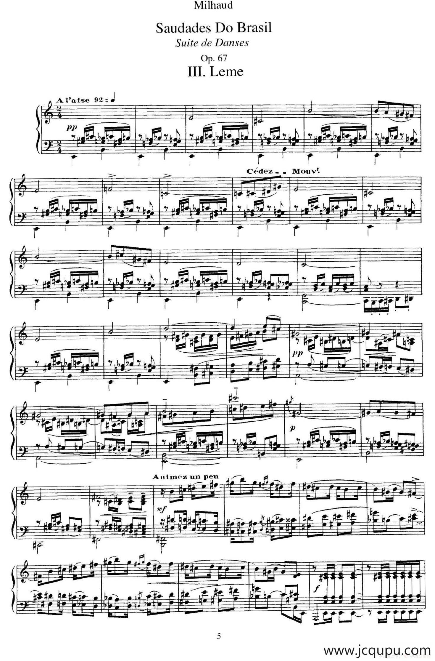 Saudados do Brasil Op.67（巴西回忆·Ⅲ）简谱