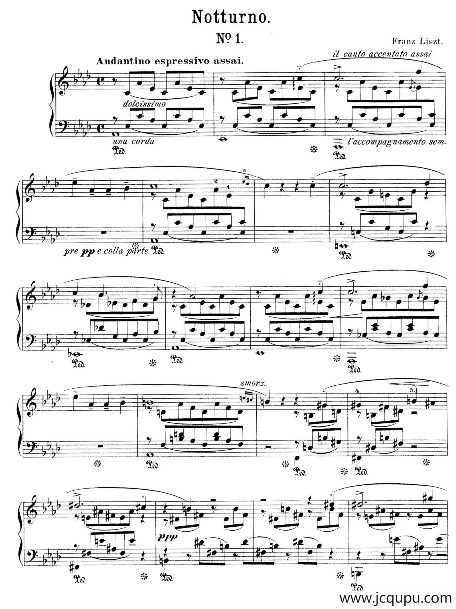 Notturnos S.541（3首夜曲“爱之梦”·1）简谱