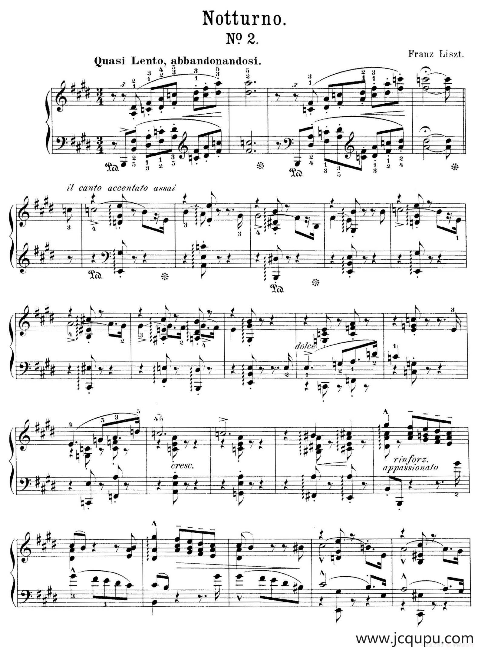 Notturnos S.541（3首夜曲“爱之梦”·2）简谱