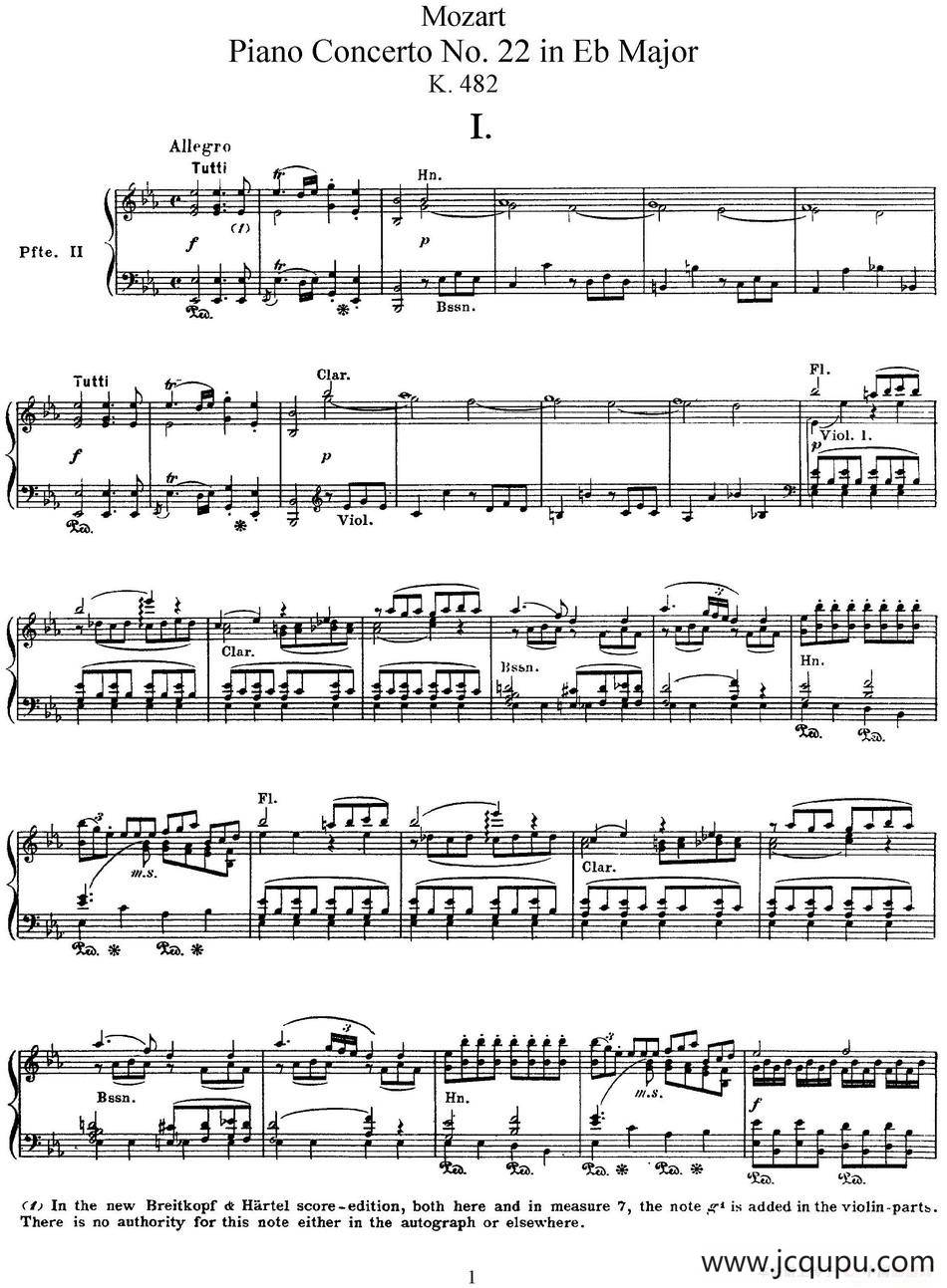 二十八部钢琴协奏曲 No.22（P1-15）简谱