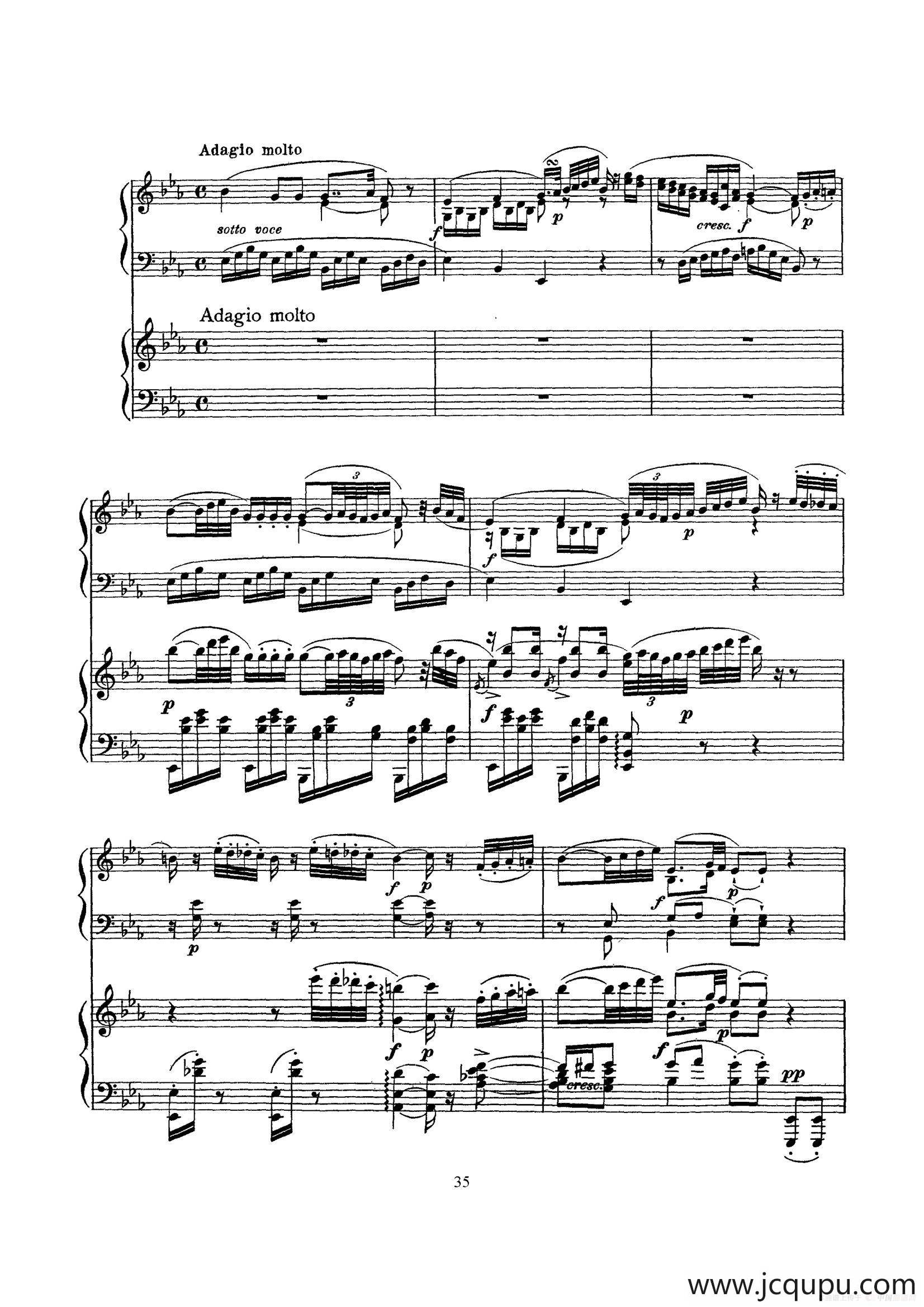 根据21首钢琴奏鸣曲改编的双钢琴版钢琴奏鸣曲四首（第三首）简谱