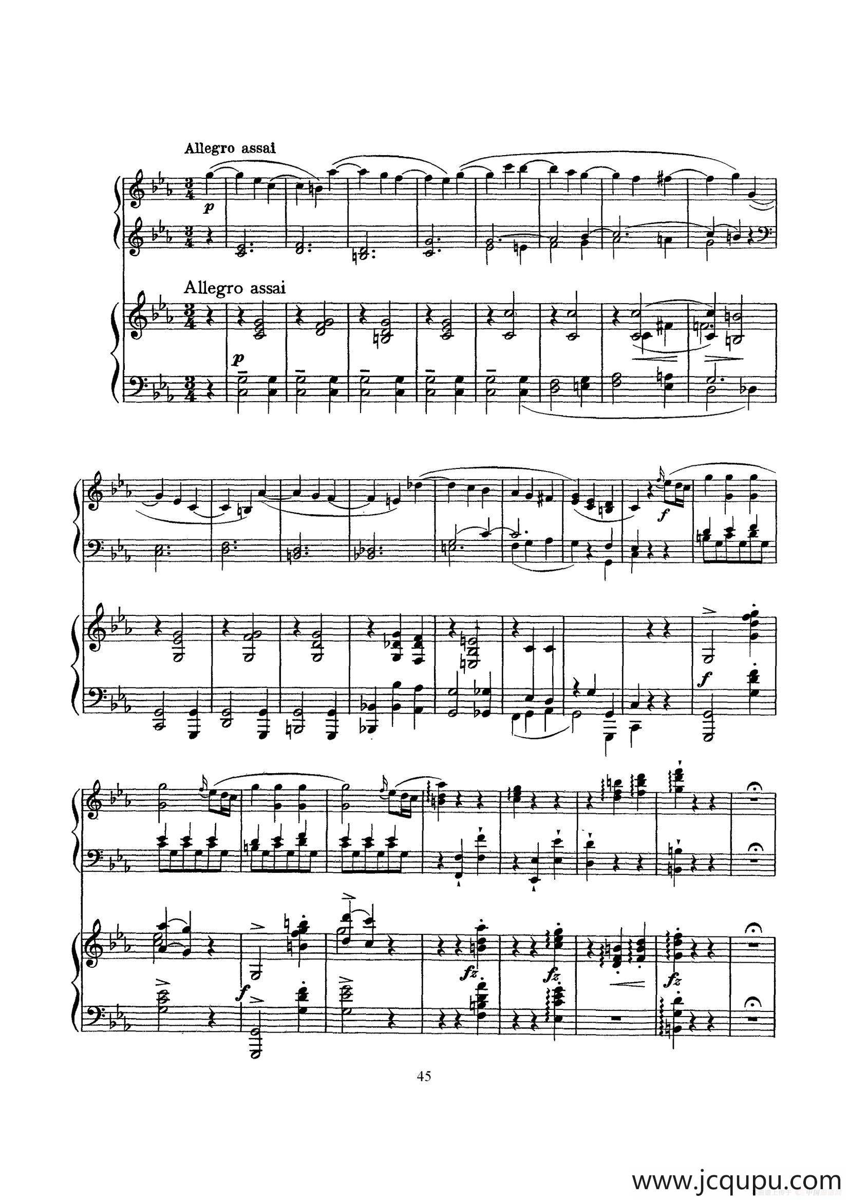 根据21首钢琴奏鸣曲改编的双钢琴版钢琴奏鸣曲四首（第四首）简谱