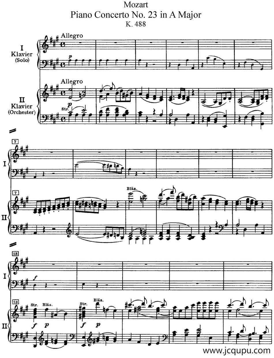 二十八部钢琴协奏曲 No.23（P1-15）简谱