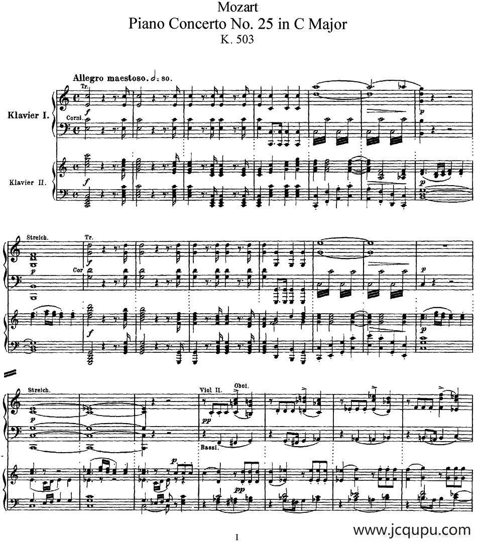 二十八部钢琴协奏曲 No.25（P1-15）简谱