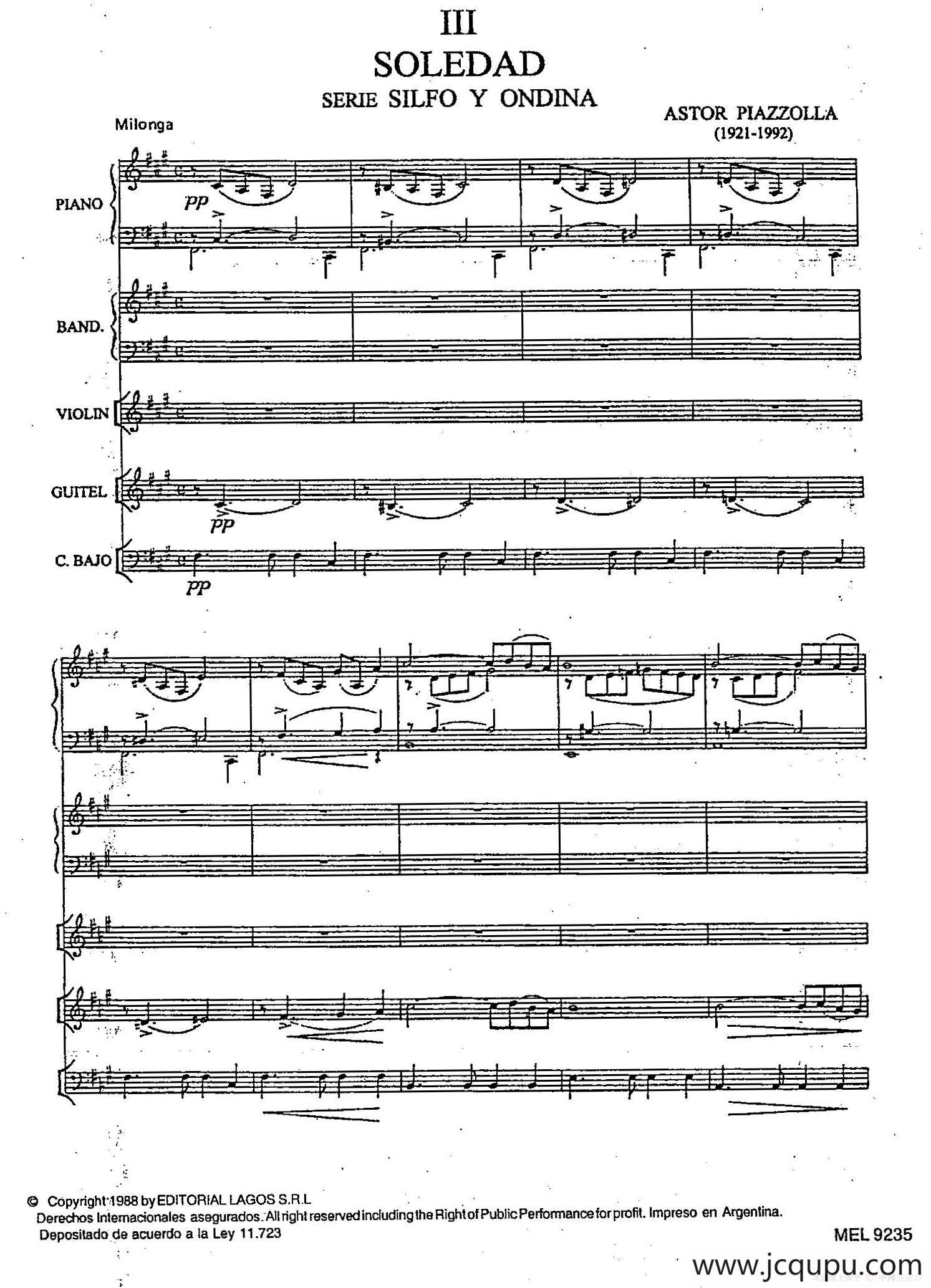 孤独（五重奏）简谱