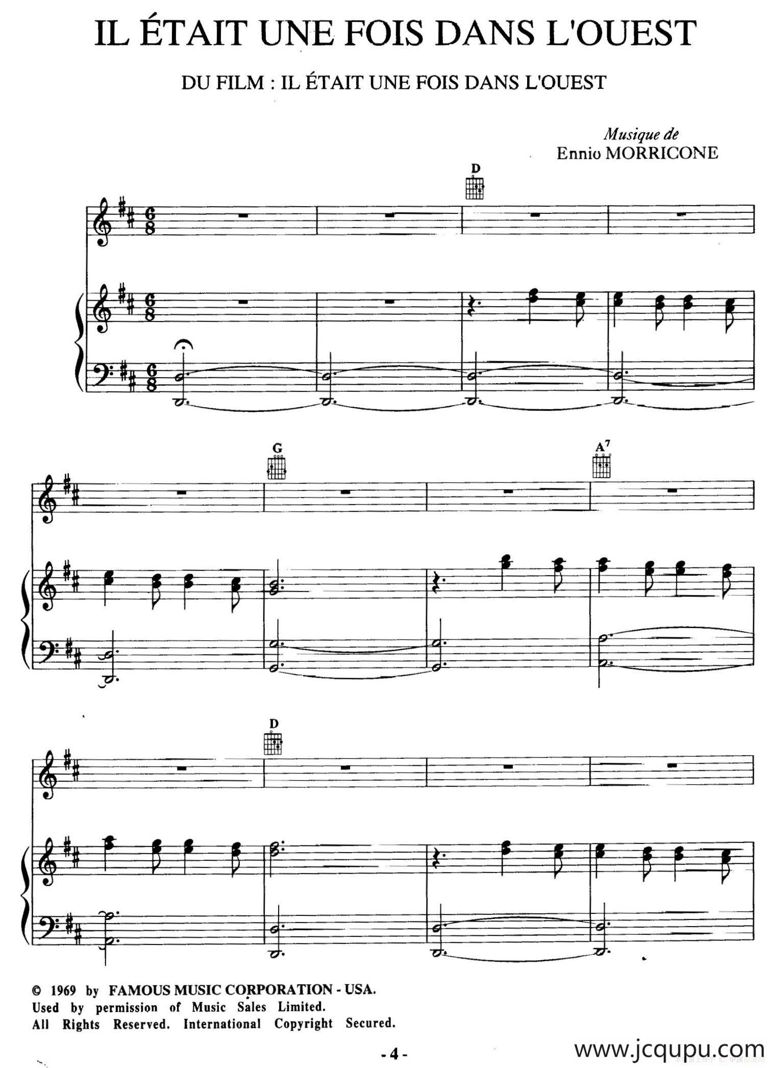 电影配乐大师莫瑞康最佳20首钢琴谱（Best of Ennio Morricone·1）简谱