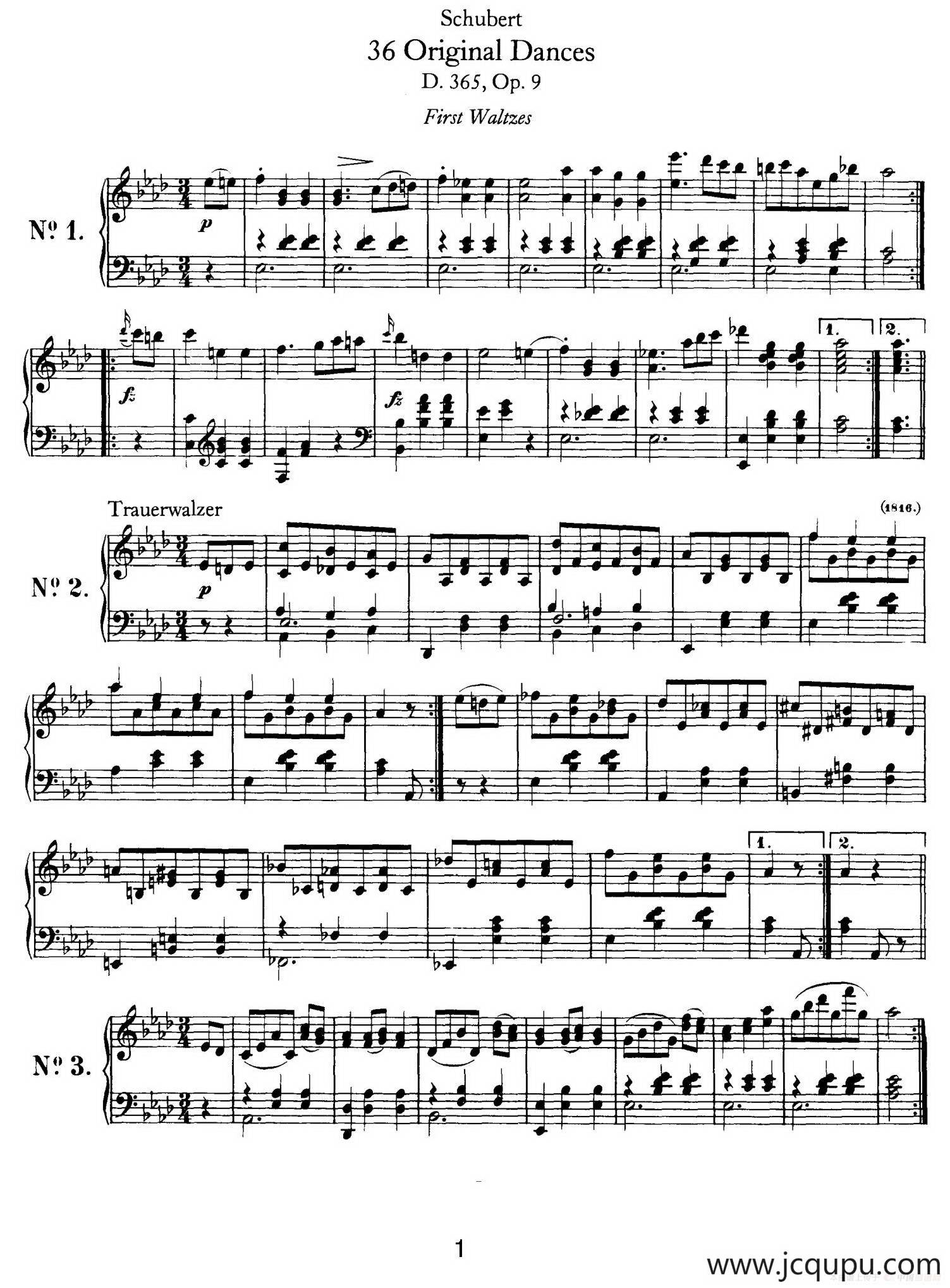 36 Original Dances D.365 Op.9（36首原创舞曲集）简谱