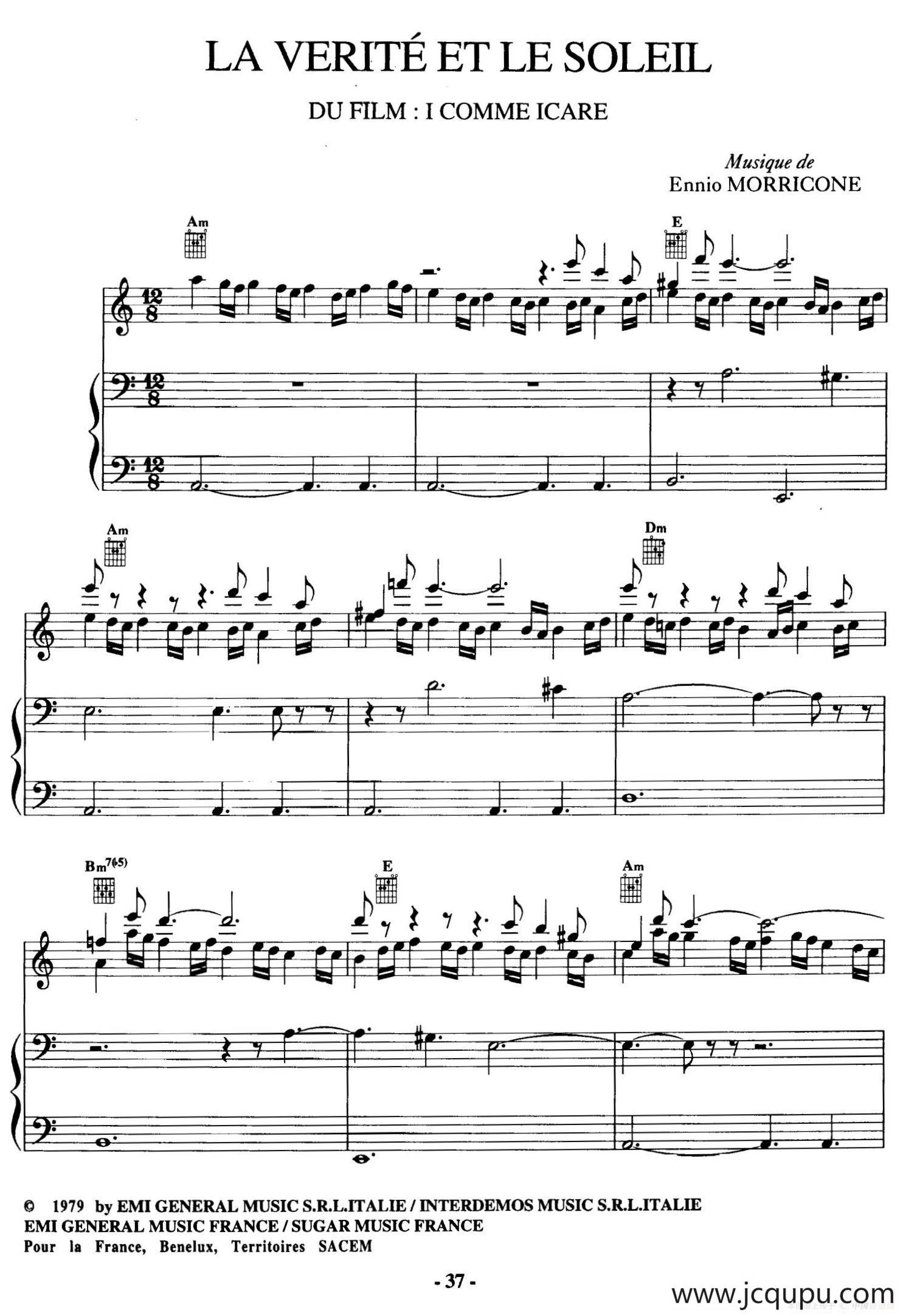 电影配乐大师莫瑞康最佳20首钢琴谱（Best of Ennio Morricone·11）简谱