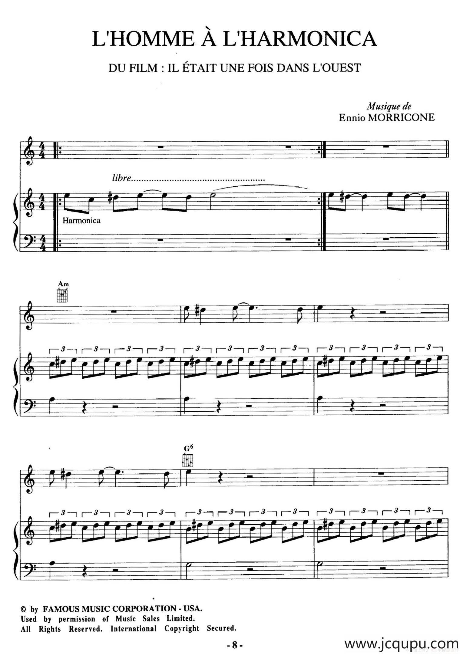 电影配乐大师莫瑞康最佳20首钢琴谱（Best of Ennio Morricone·2）简谱