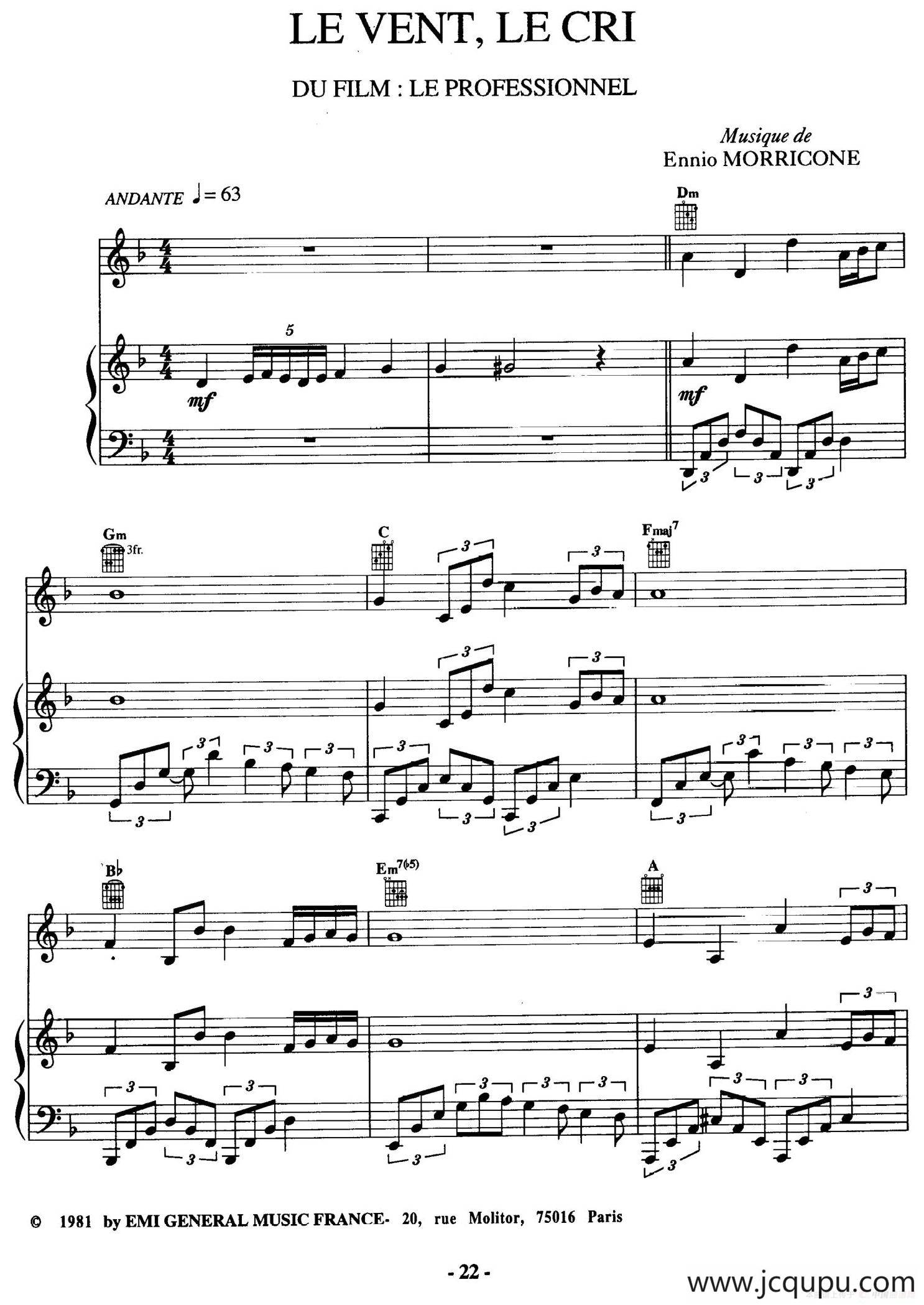 电影配乐大师莫瑞康最佳20首钢琴谱（Best of Ennio Morricone·6）简谱