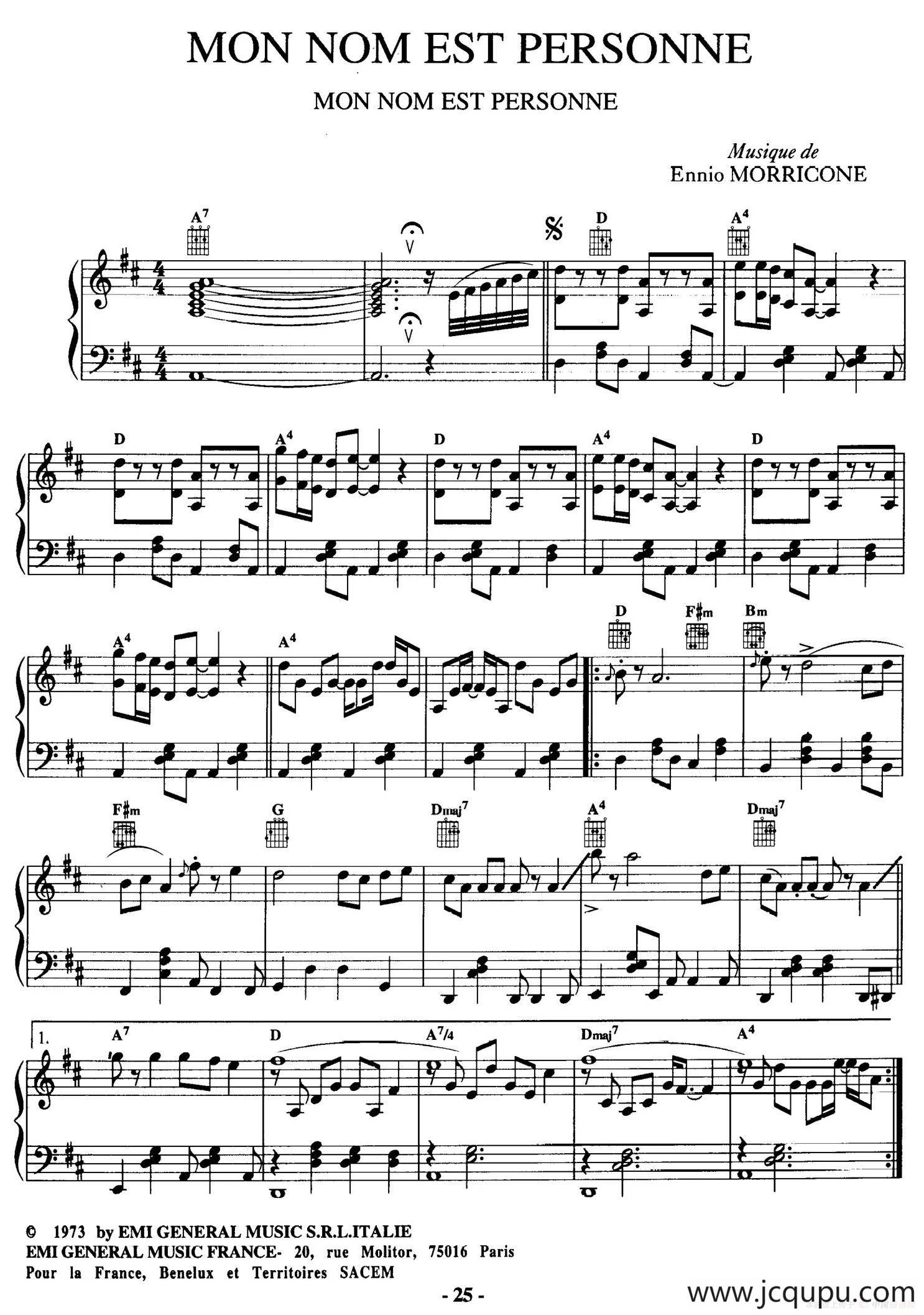 电影配乐大师莫瑞康最佳20首钢琴谱（Best of Ennio Morricone·7）简谱