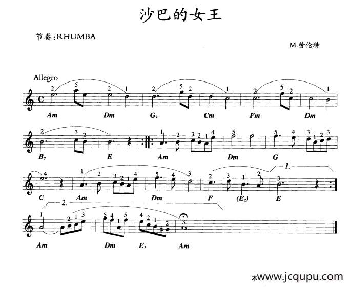 沙巴的女王简谱