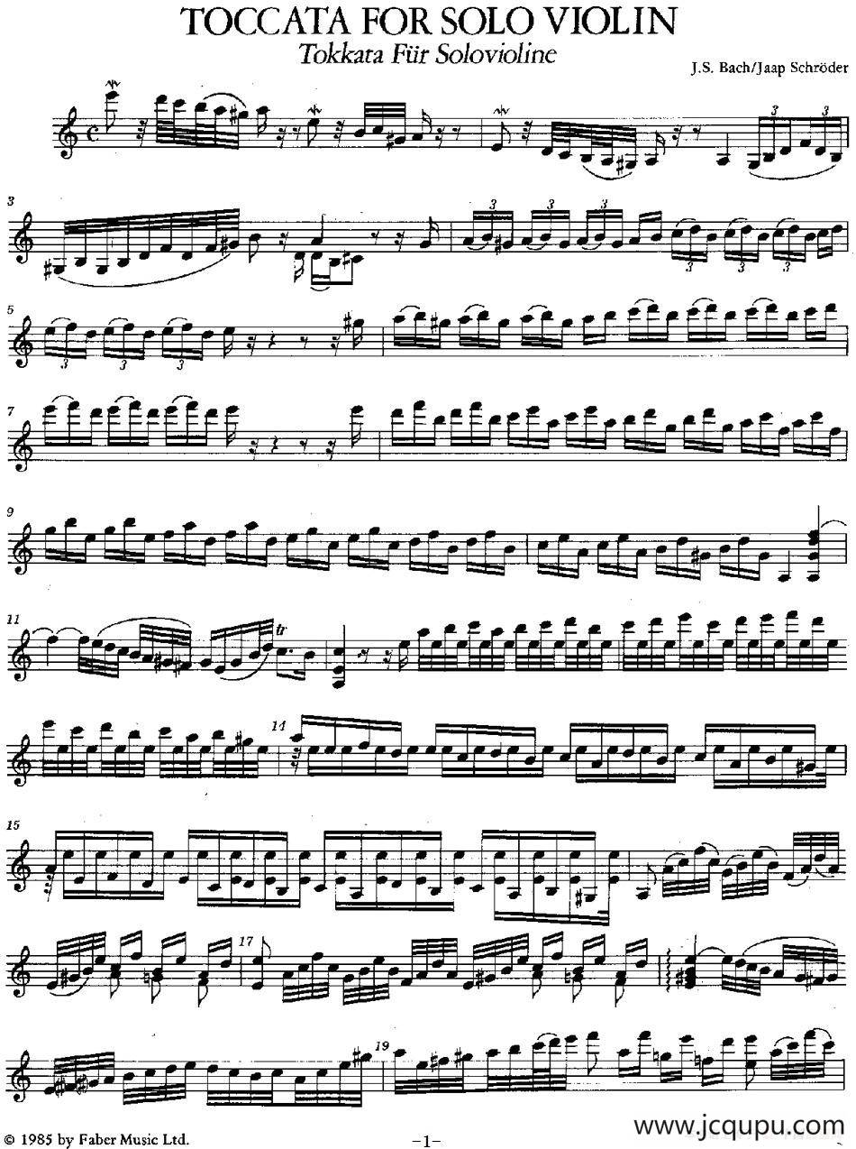 TOCCATA FOR SOLO VIOLIN简谱