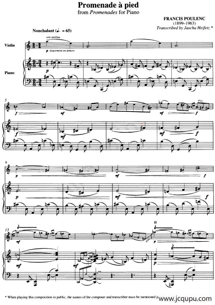 PROMENADE A PIED（小提琴+钢琴伴奏）简谱