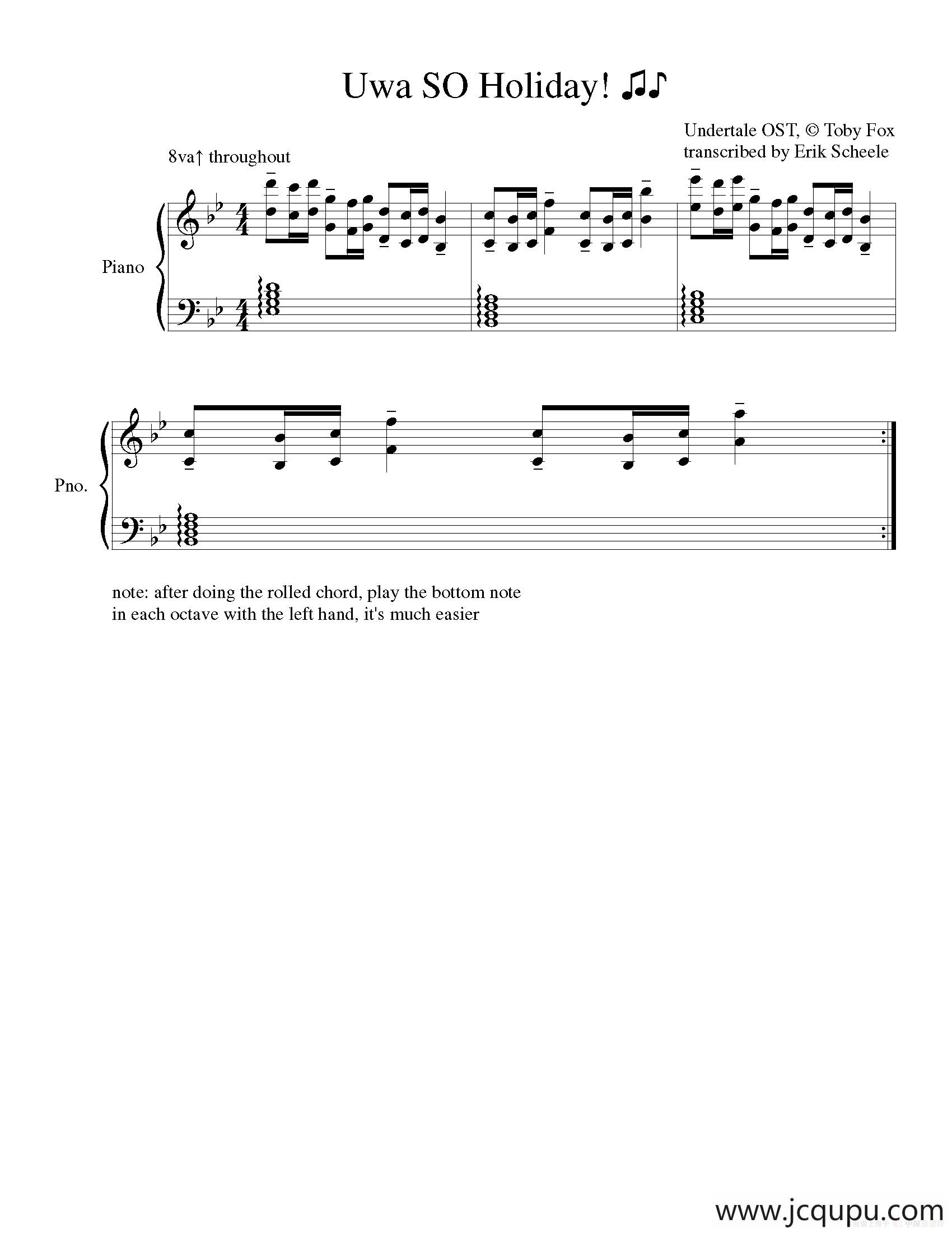 Uwa So Holiday简谱