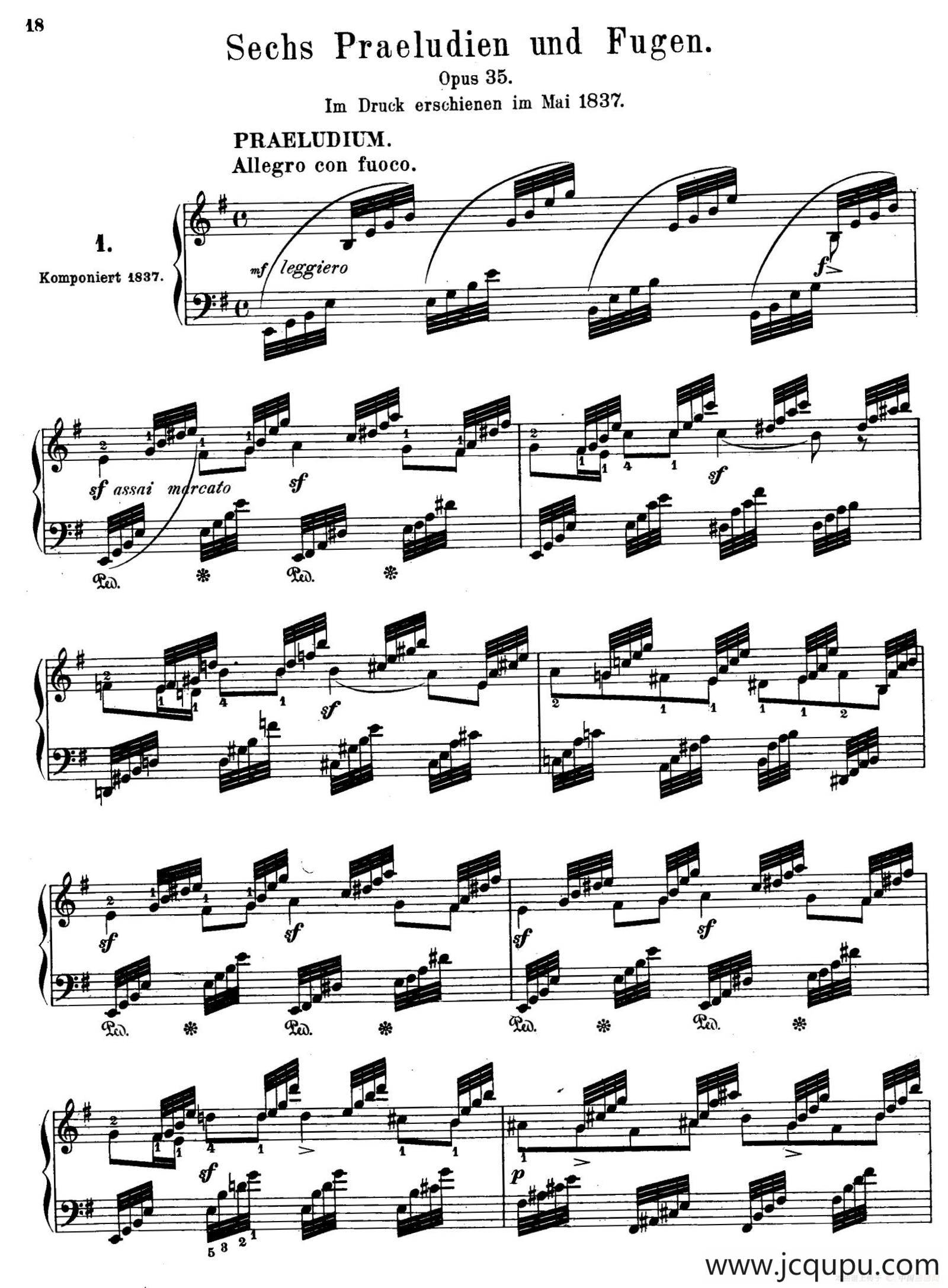 6 Preludes and Fugues Op.35（6首前奏曲与赋格·1）简谱