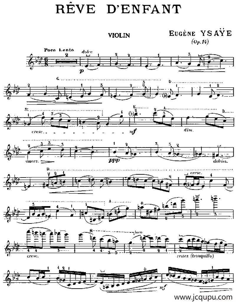 伊萨伊作品集：Reve D‘enfant简谱
