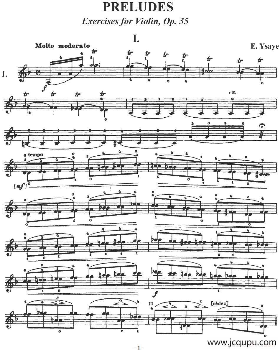 伊萨伊作品集：Preludes Op.35（I）简谱