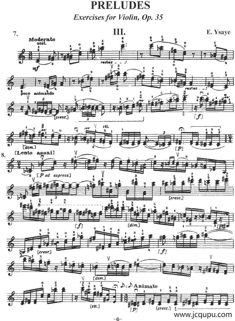 伊萨伊作品集：Preludes Op.35（III）简谱