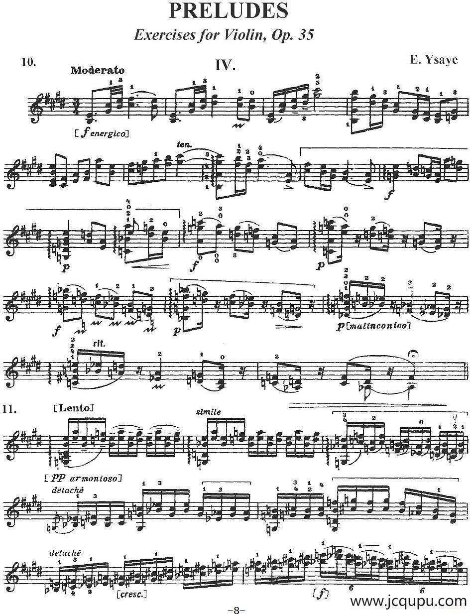 伊萨伊作品集：Preludes Op.35（IV）简谱
