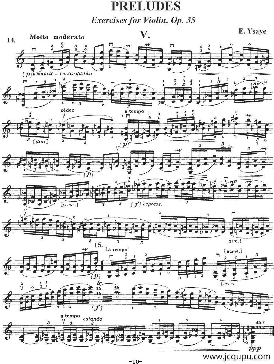 伊萨伊作品集：Preludes Op.35（V）简谱