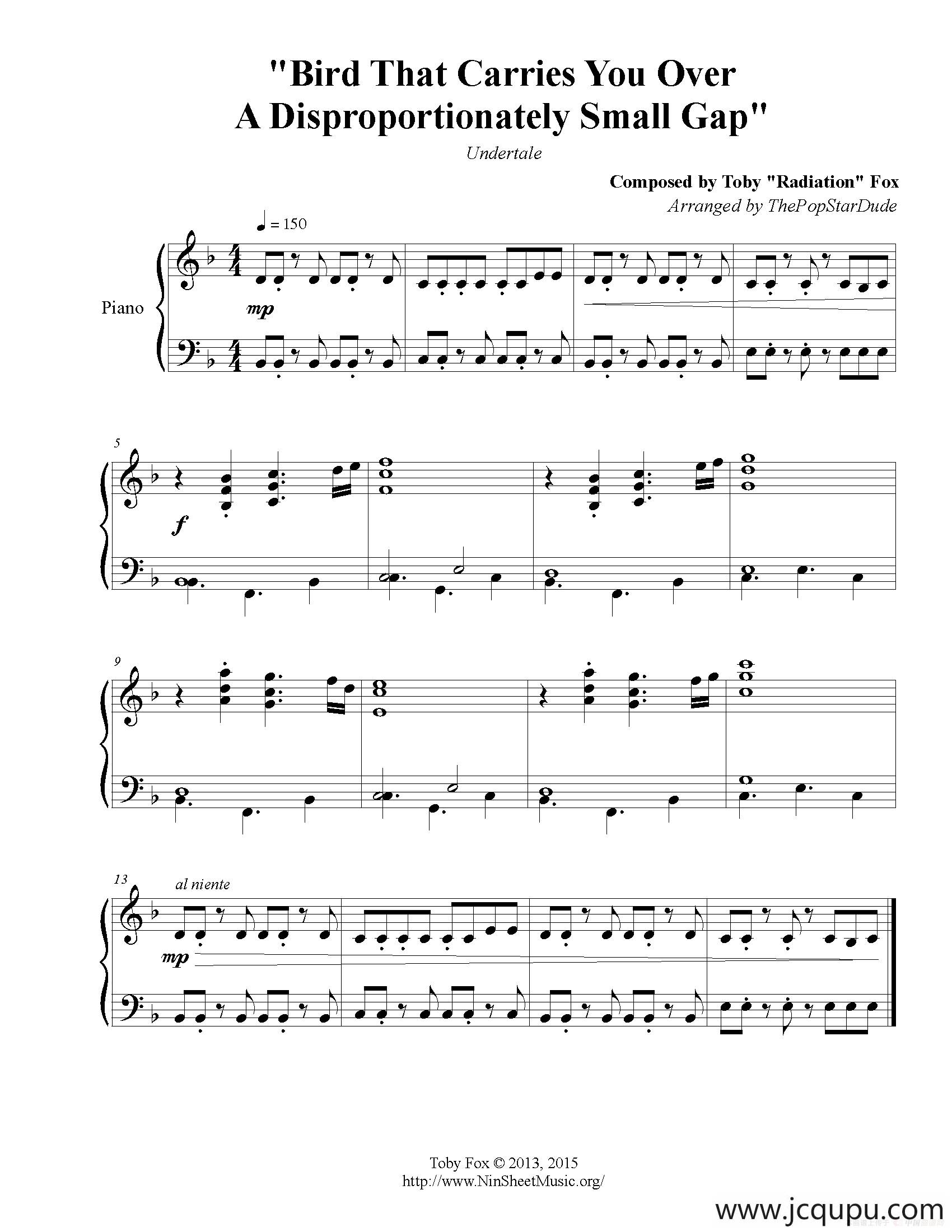 Bird That Carries You Over A Disporportionately Small Gap简谱