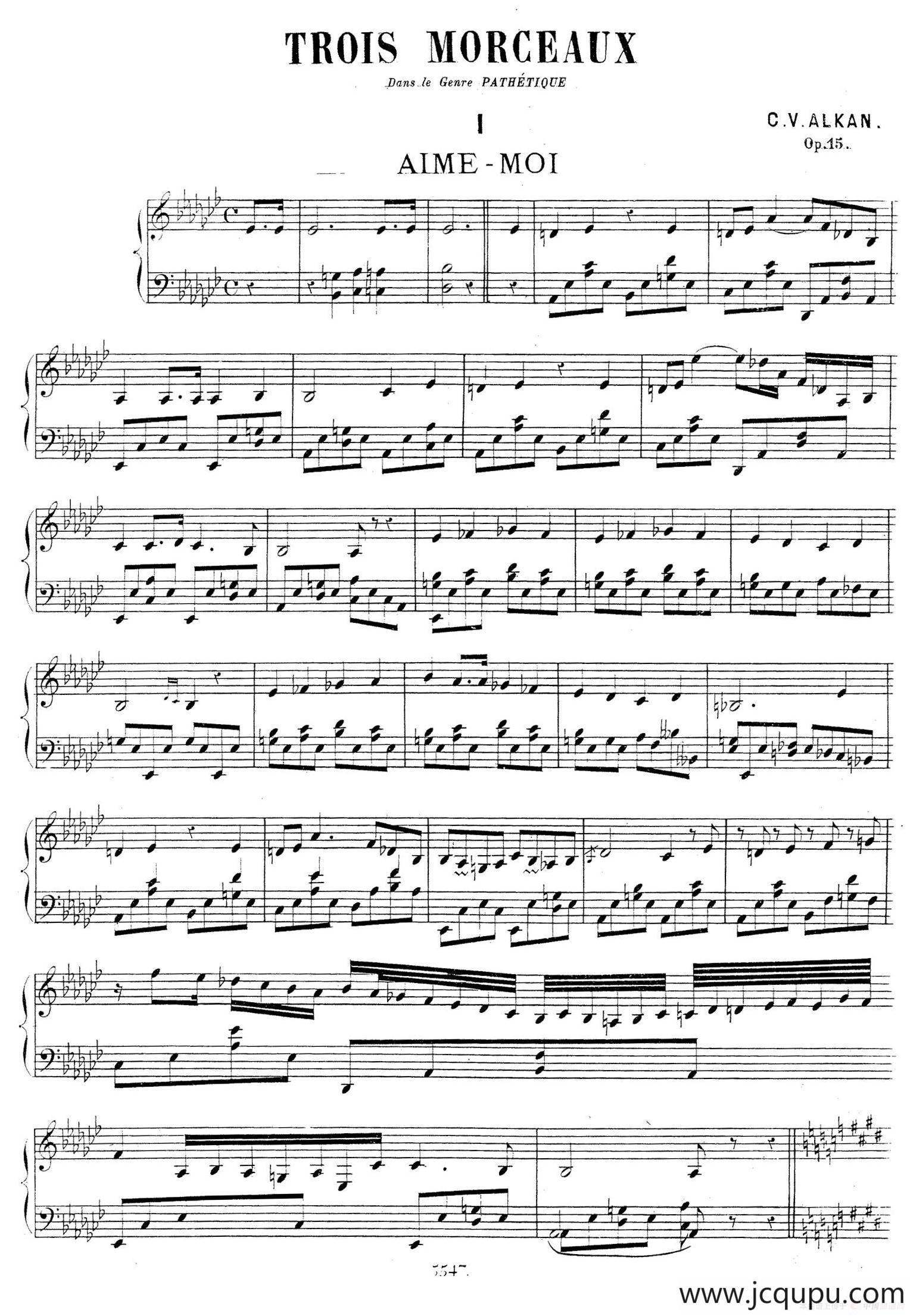 Trois Morceaux Dans Le Genre Pathétique Op.15（3首伤感小品·Ⅰ）简谱