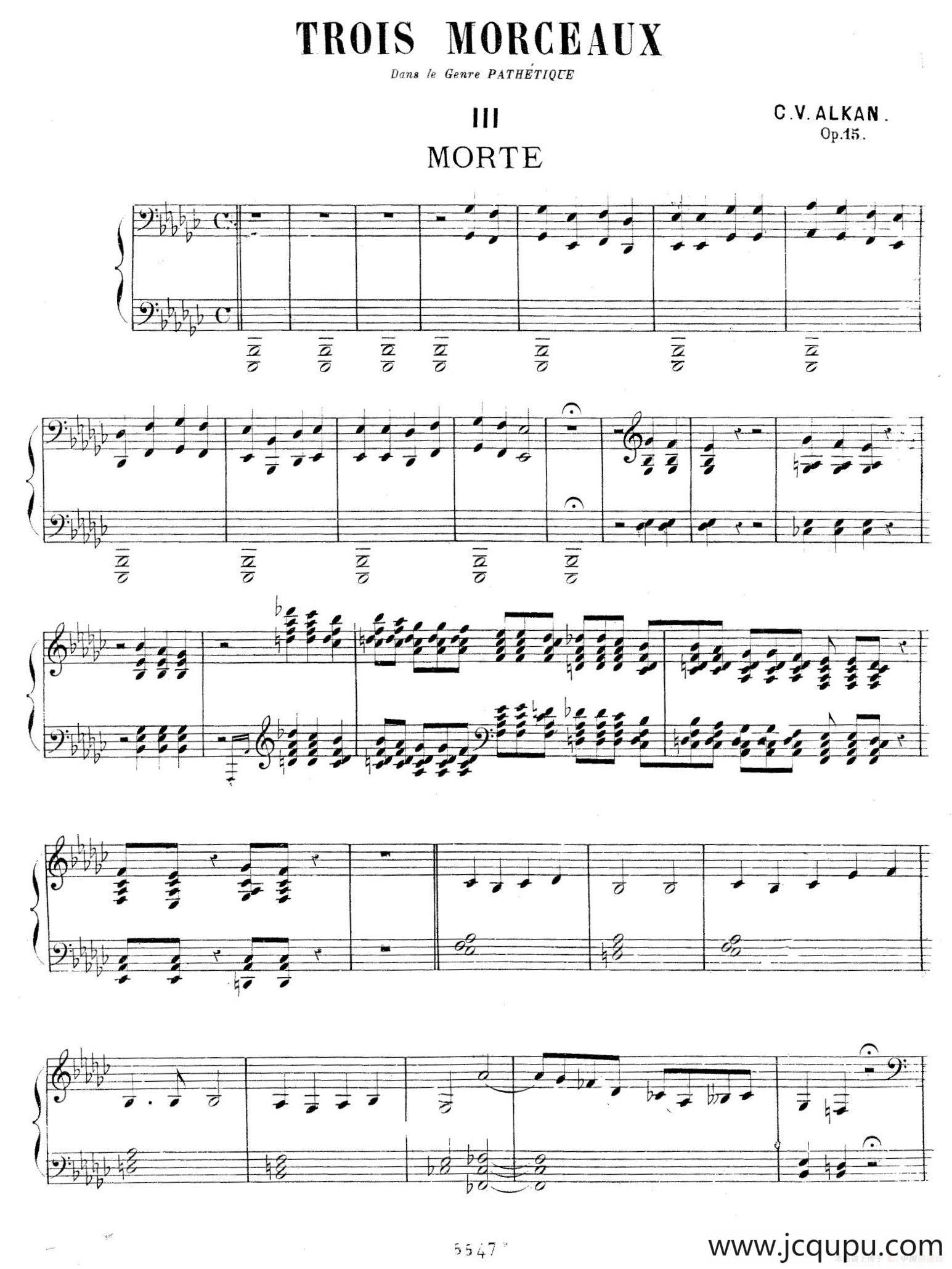 Trois Morceaux Dans Le Genre Pathétique Op.15（3首伤感小品·Ⅲ）简谱