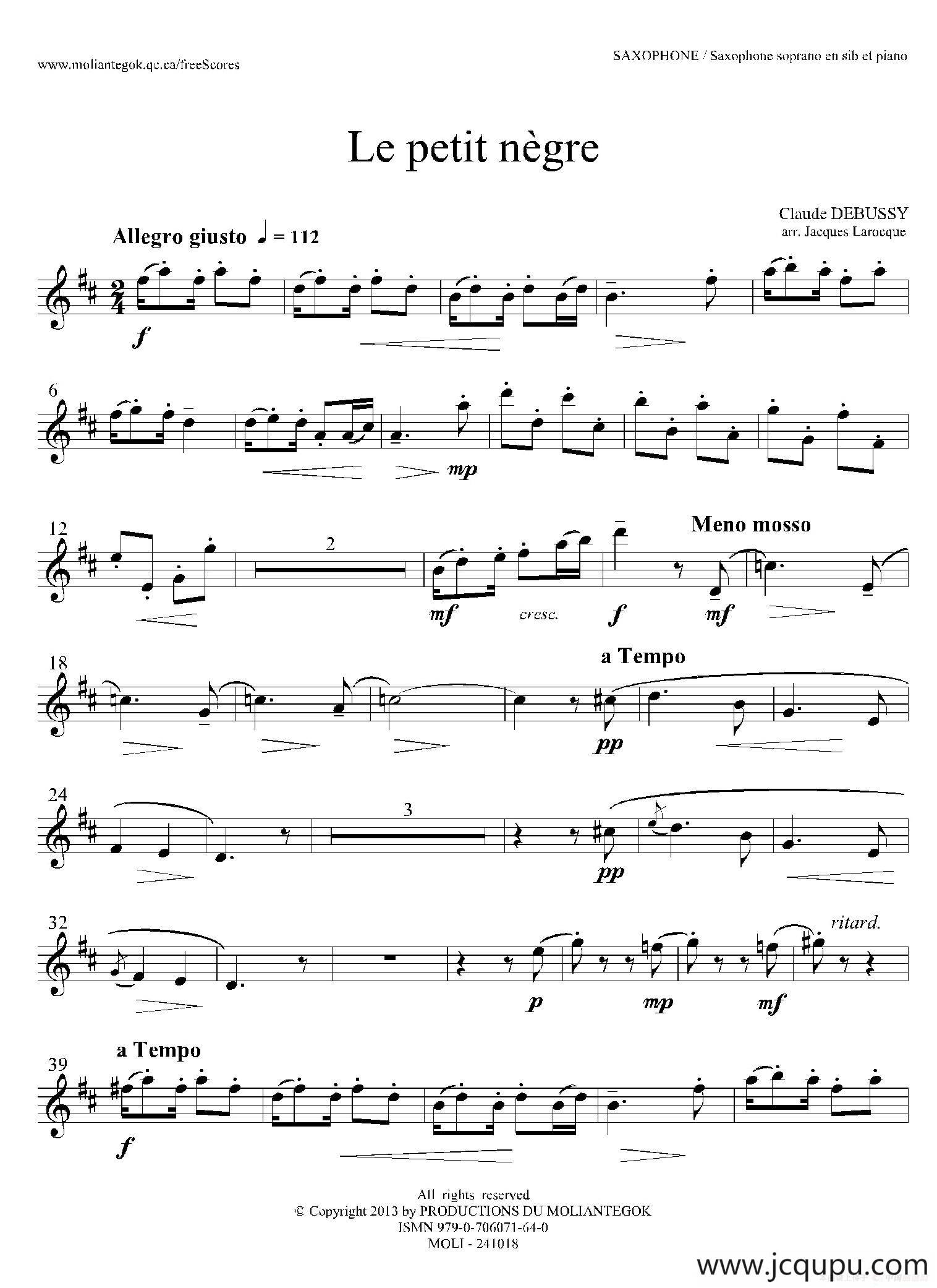 小黑人（高音萨克斯）简谱