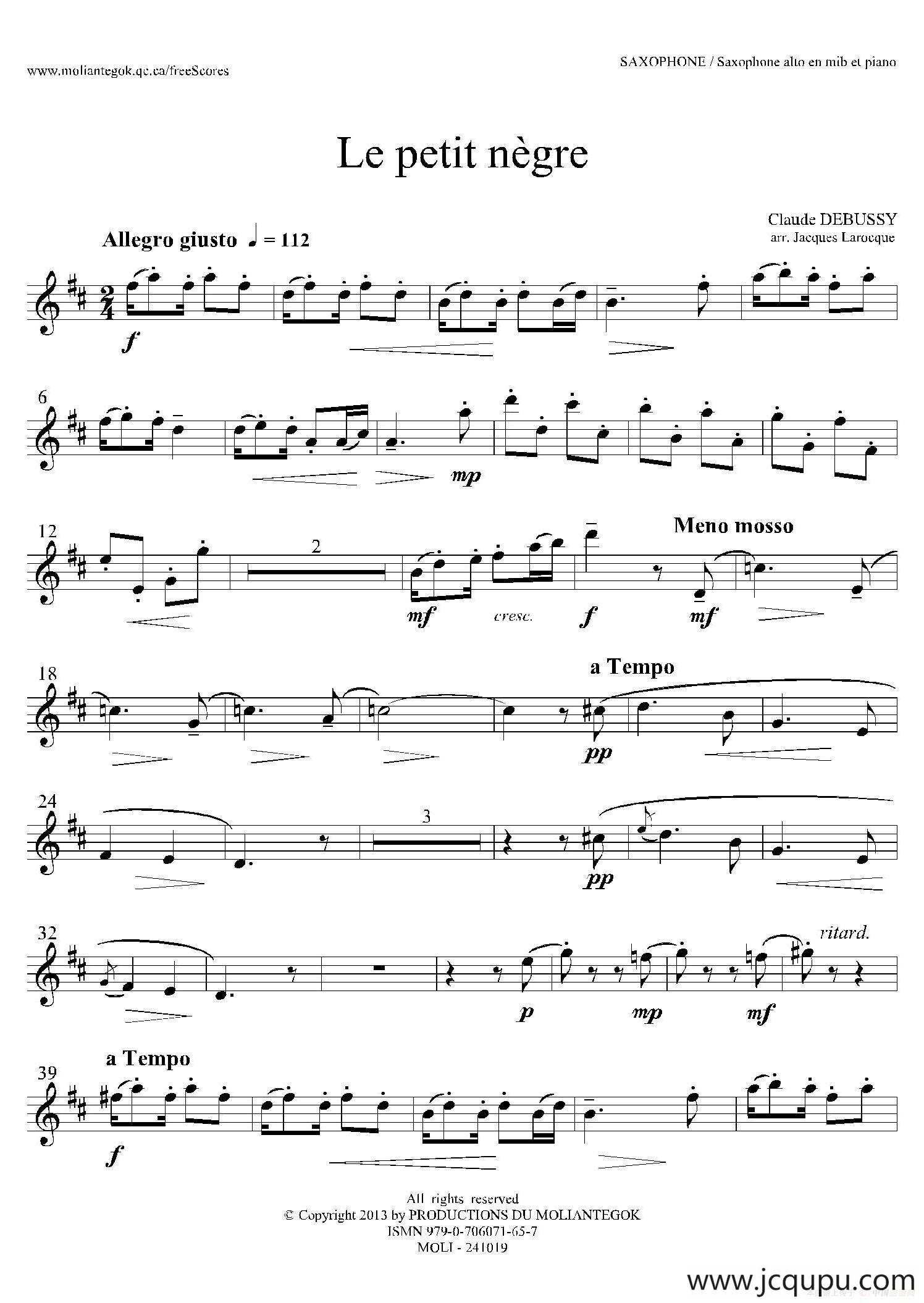 小黑人（中音萨克斯）简谱