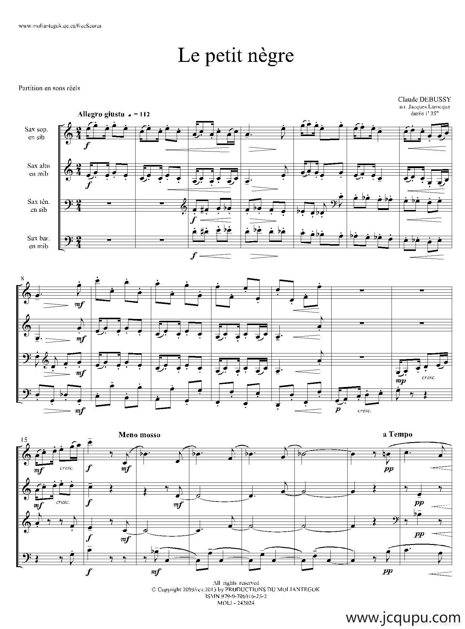 小黑人（四重奏总谱）简谱