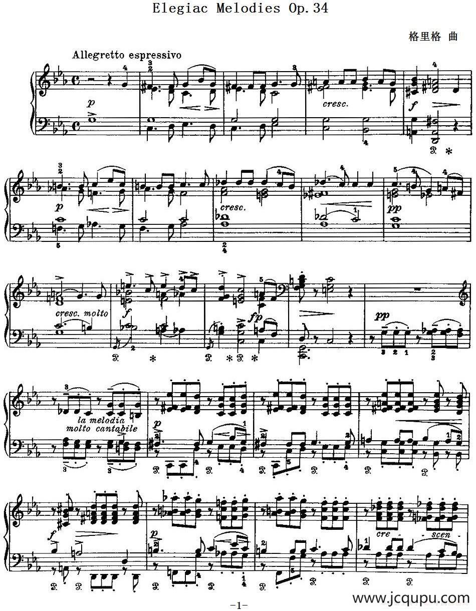 Elegiac Melodies Op.34简谱