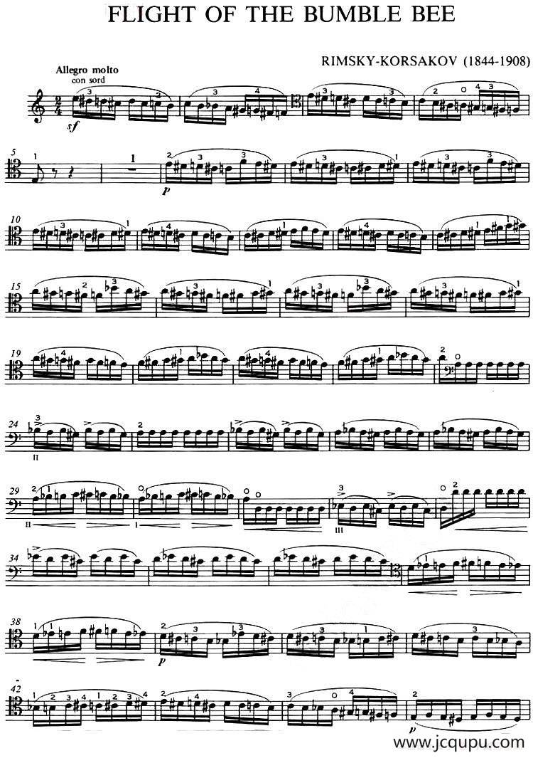 FLIGHT OF THE BUMBLE BEE 野蜂飞舞简谱