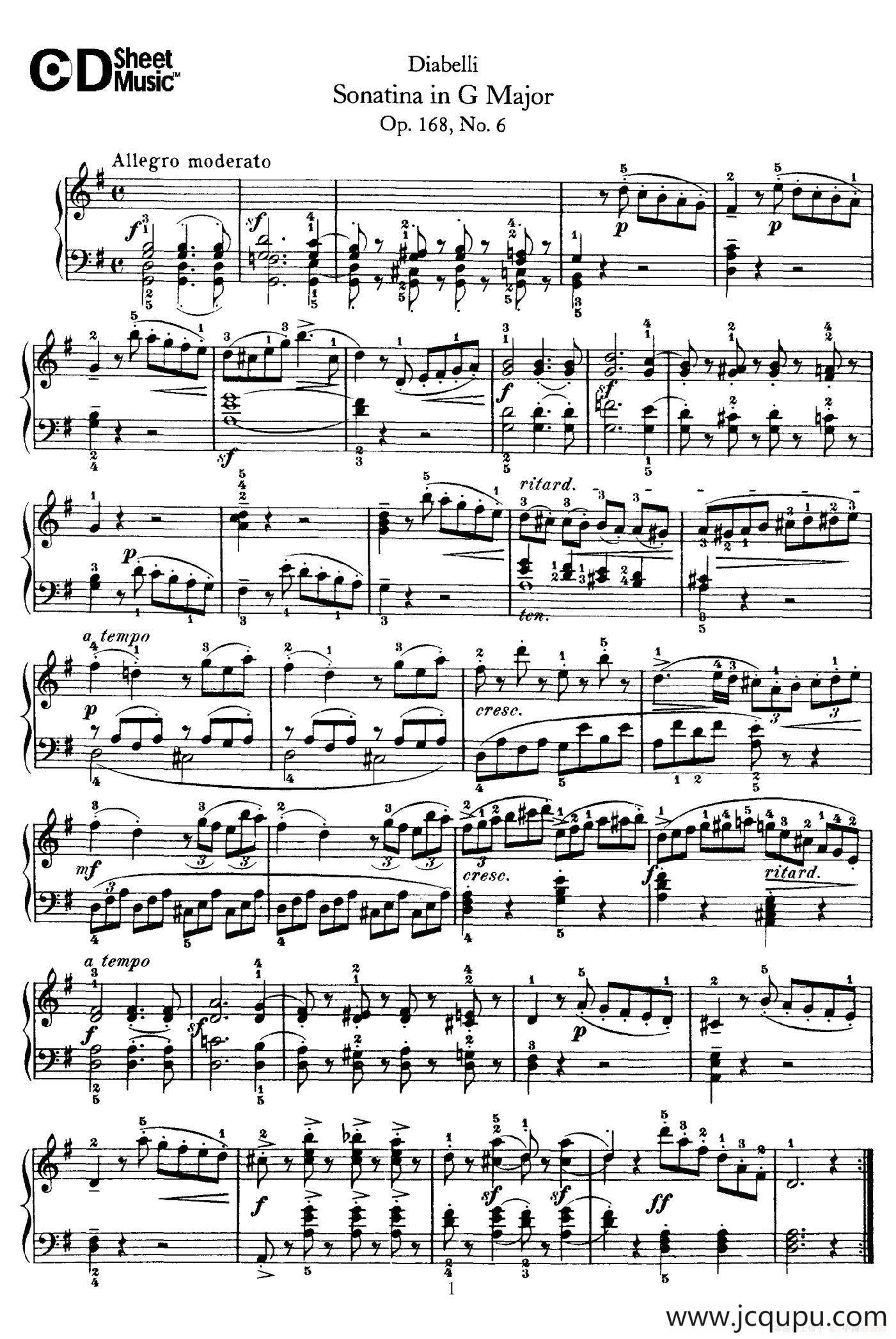 7 Piano Sonatinas Op.168（7首钢琴小奏鸣曲 No.6）简谱