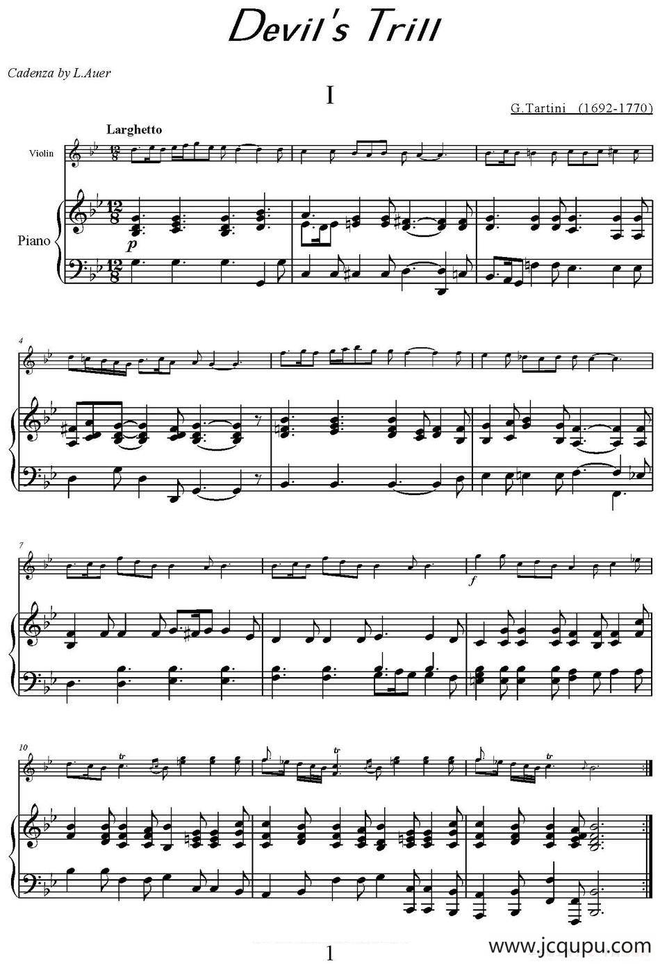 Devil's Trill（I、小提琴+钢琴伴奏）简谱