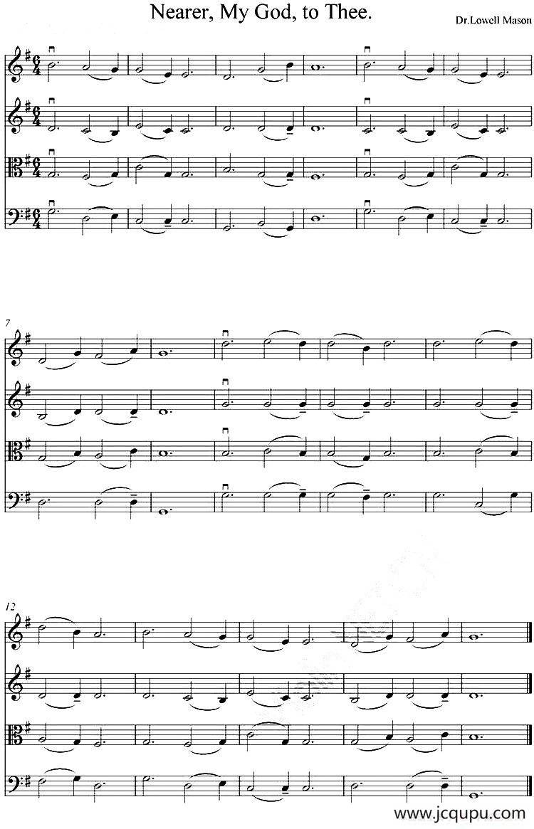 Nearer, My God, to Thee（四重奏）简谱