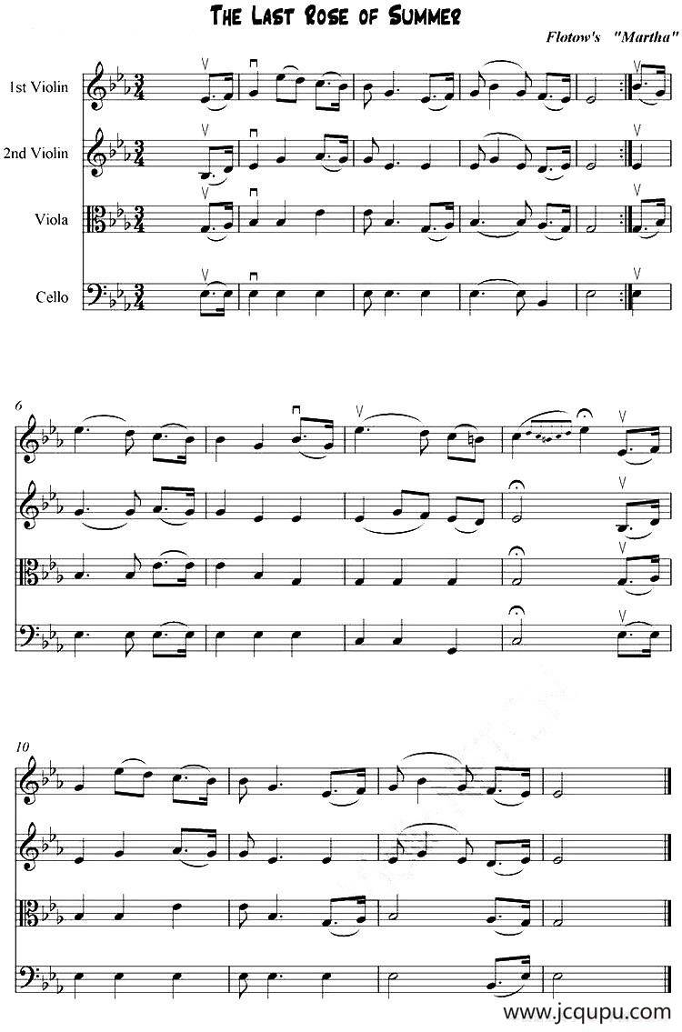 THE LAST ROSE OF SUMMER（四重奏）简谱