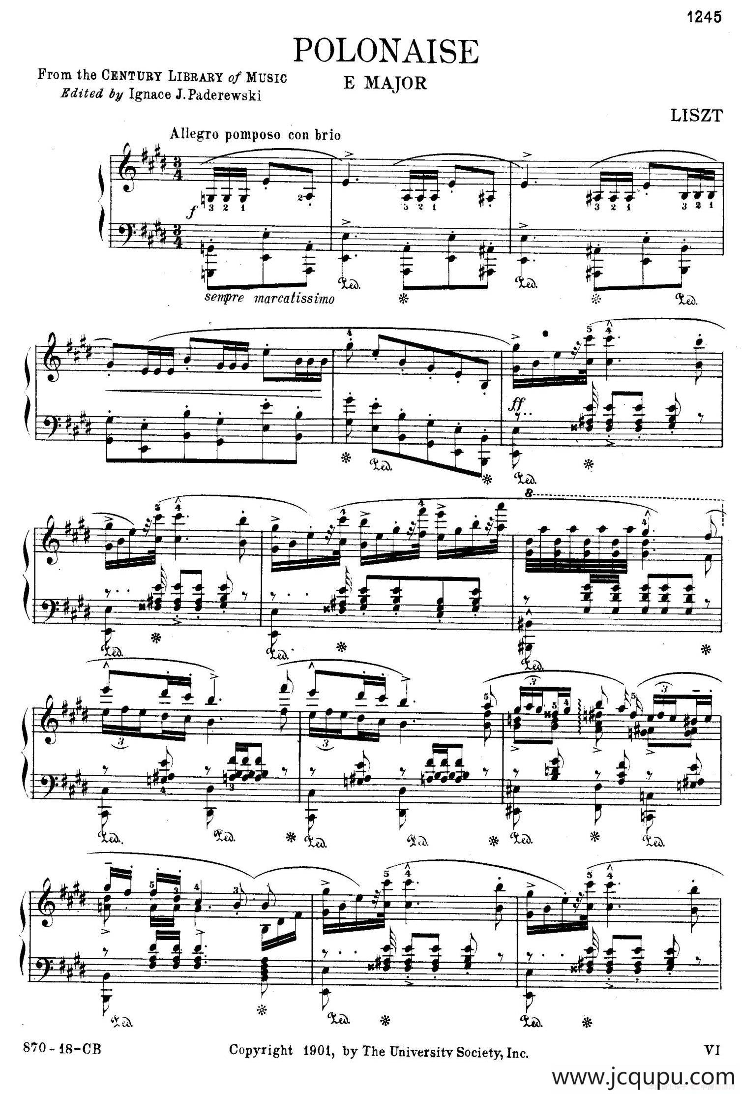 Two Polonaises S.223（2首波洛奈兹舞曲·E大调）简谱