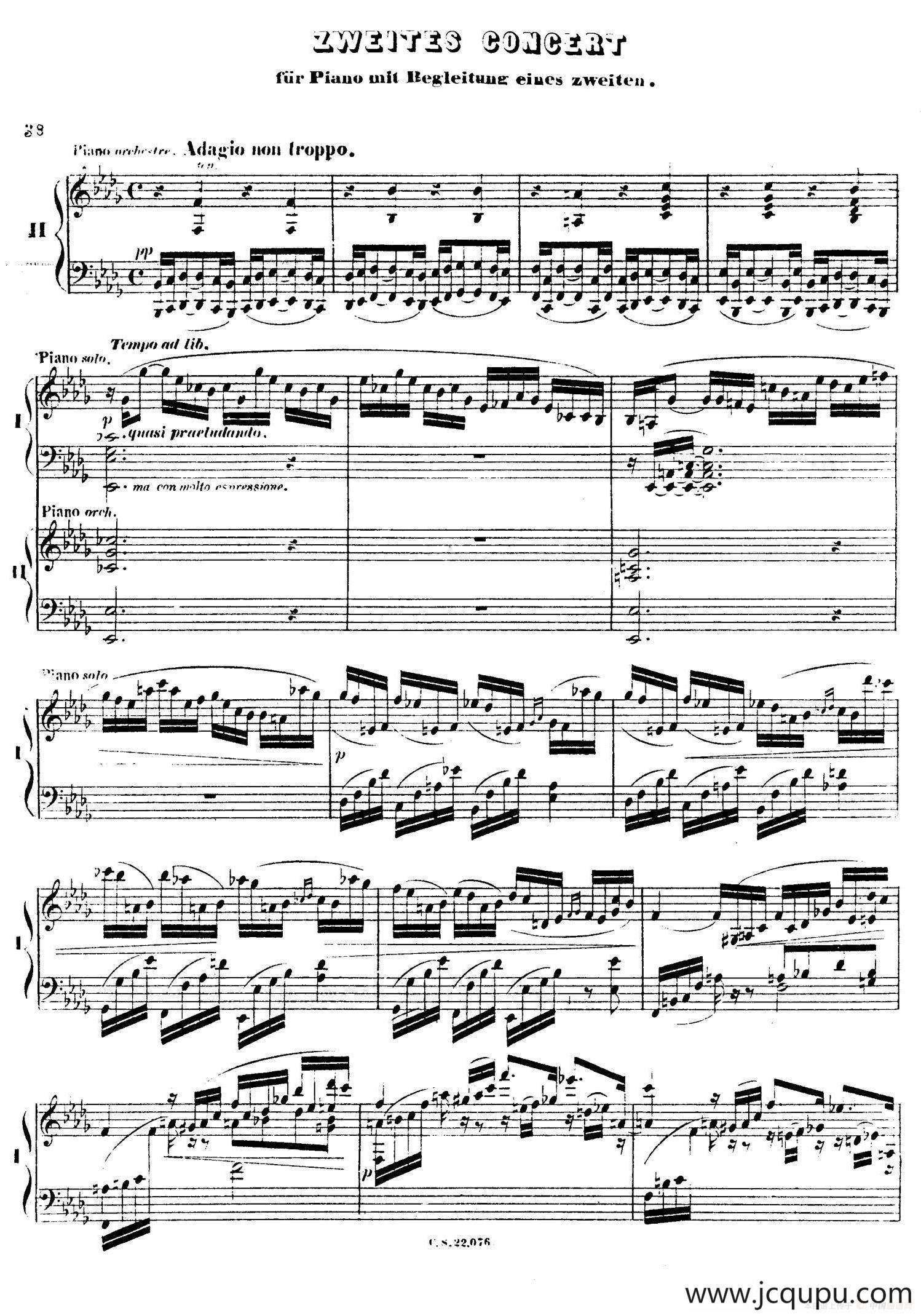 Piano Concerto No.2 in F Major Op.35（F大调第二钢琴协奏曲·Ⅱ·双钢琴）简谱