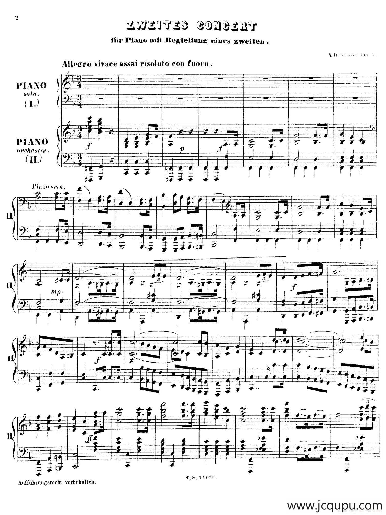 Piano Concerto No.2 in F Major Op.35（F大调第二钢琴协奏曲·Ⅰ·双钢琴）简谱