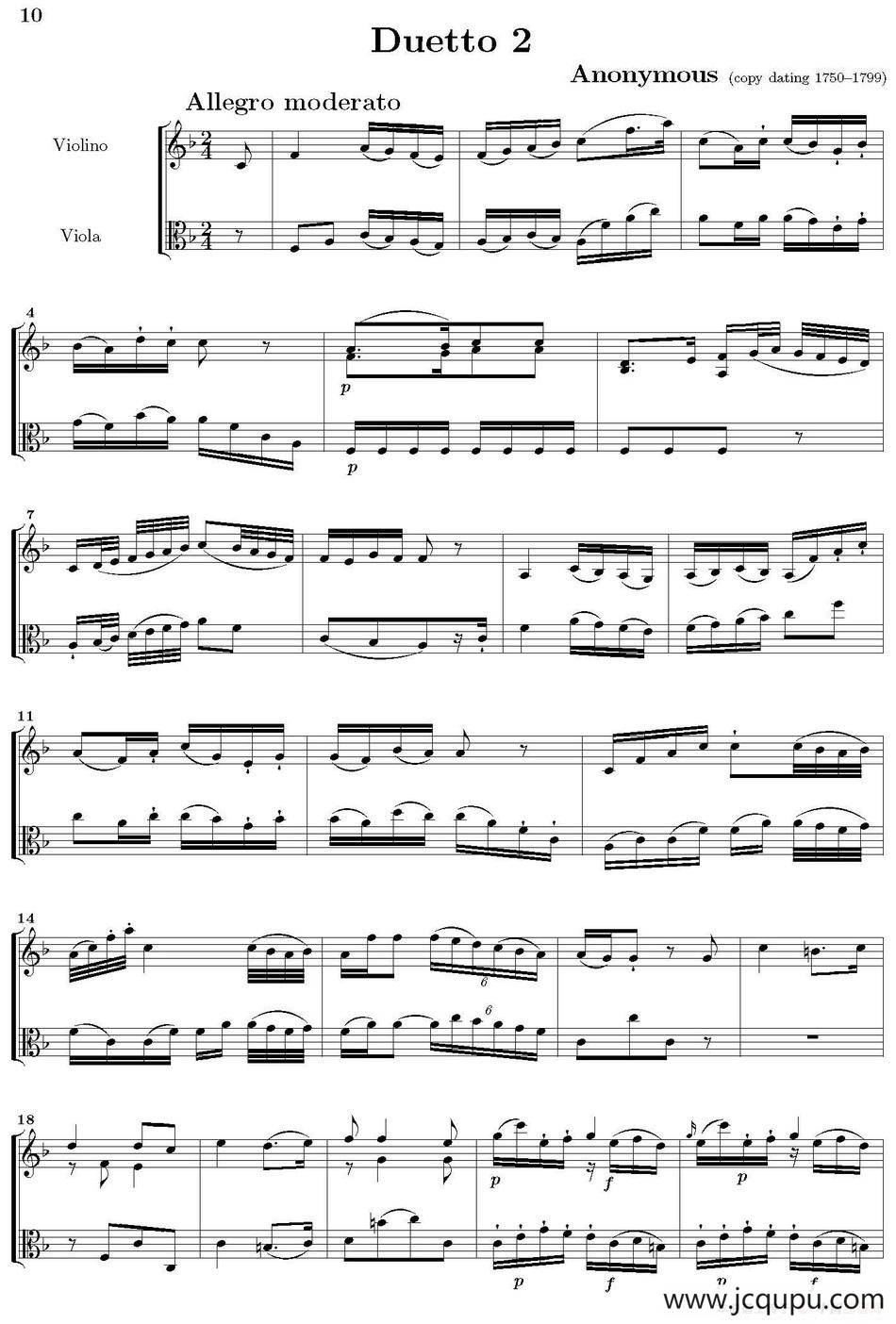 Duetto 2（小提琴+中提琴）简谱