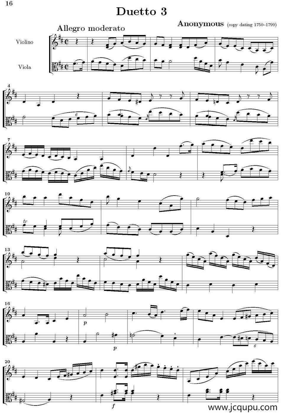 Duetto 3（小提琴+中提琴）简谱