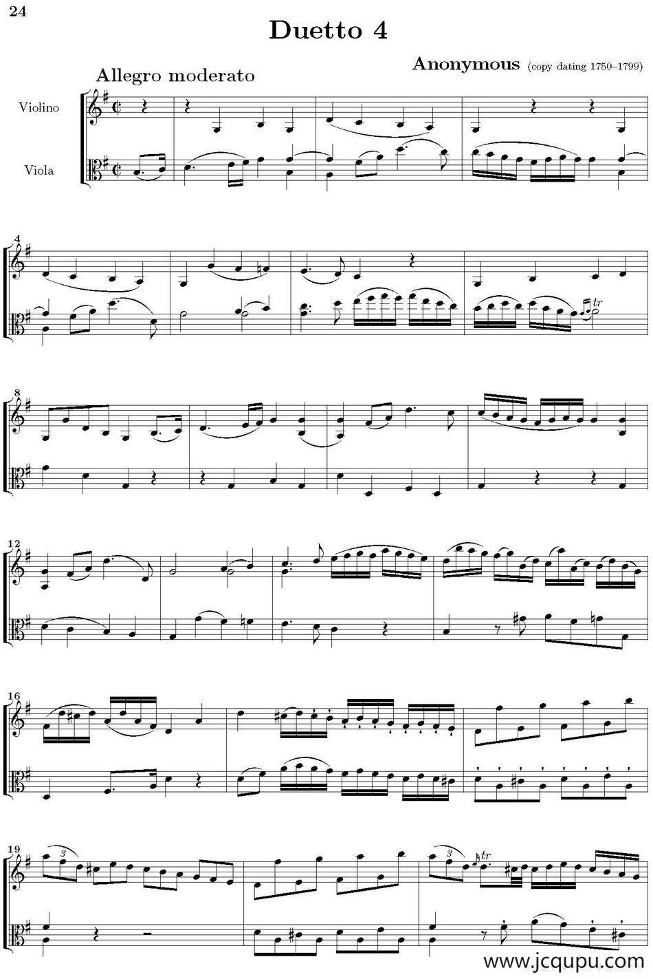 Duetto 4（小提琴+中提琴）简谱