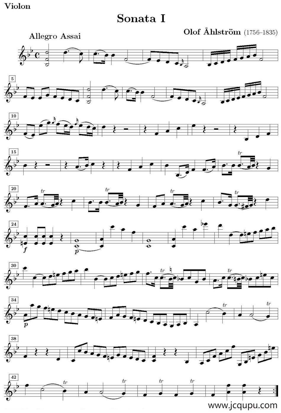 Sonata I（阿尔斯顿作曲版）简谱