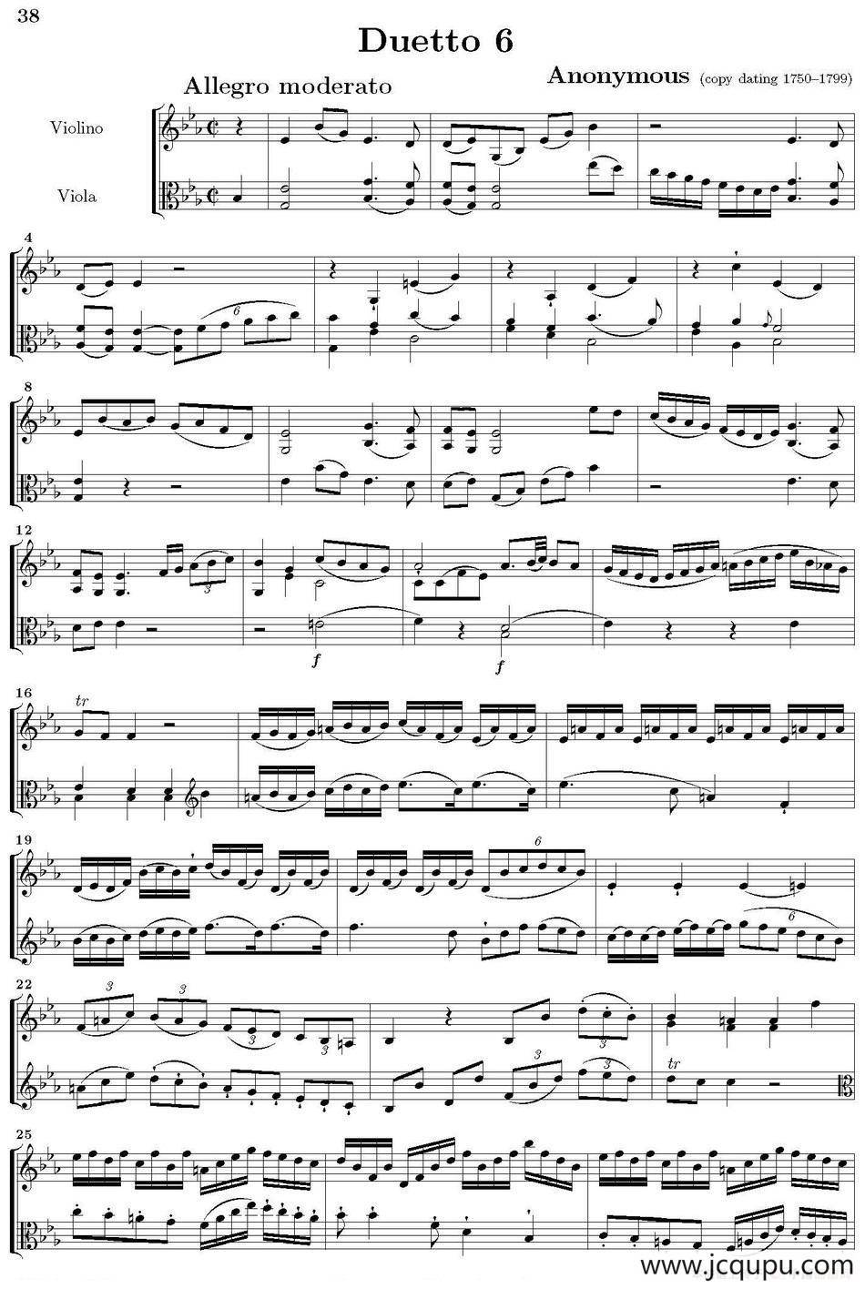 Duetto 6（小提琴+中提琴）简谱